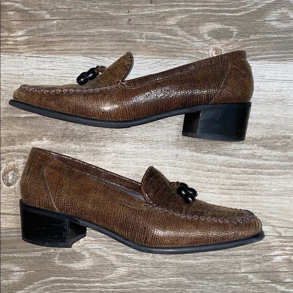 Stuart Weitzman Snakeprint Leather Loafers